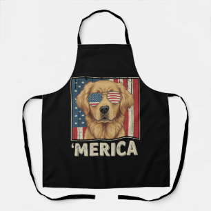 Vintage Golden Retriever 'Merica Flag Apron