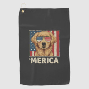 Vintage Golden Retriever 'Merica Flag Golf Towel