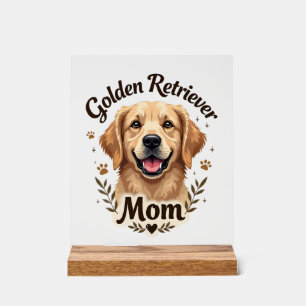 Vintage Golden Retriever Mum Dog Lover Typography Acrylic Sign