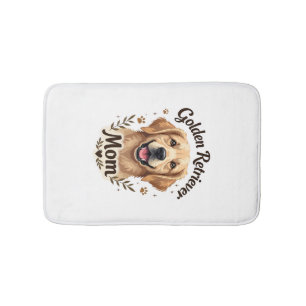 Vintage Golden Retriever Mum Dog Lover Typography  Bath Mat