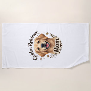 Vintage Golden Retriever Mum Dog Lover Typography Beach Towel