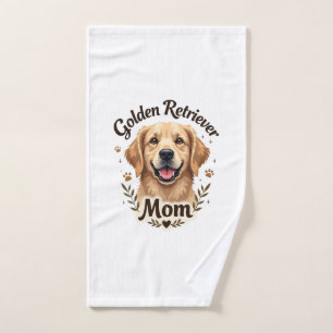 Vintage Golden Retriever Mum Dog Lover Typography  Hand Towel