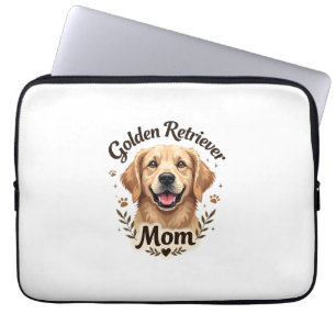 Vintage Golden Retriever Mum Dog Lover Typography  Laptop Sleeve