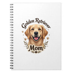 Vintage Golden Retriever Mum Dog Lover Typography  Notebook