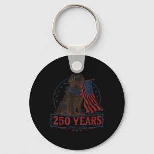 Vintage Golden Retriever Patriotic Dog 250 Years Key Ring
