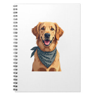Vintage Golden Retriever Portrait with Colorful Ba Notebook