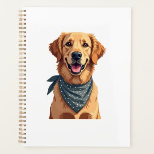 Vintage Golden Retriever Portrait with Colourful B Planner