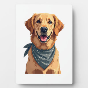 Vintage Golden Retriever Portrait with Colourful B Plaque