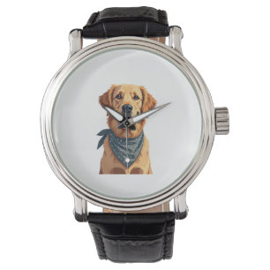 Vintage Golden Retriever Portrait with Colourful B Watch