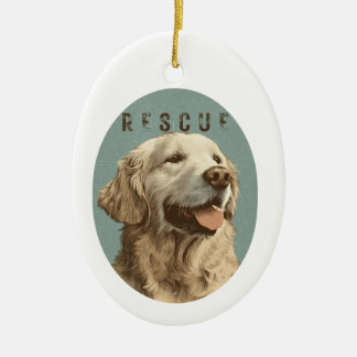 Vintage Golden Retriever Rescue Dog Portrait Ceramic Ornament