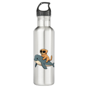 Vintage Golden Retriever Riding Beluga Whale Funny 710 Ml Water Bottle