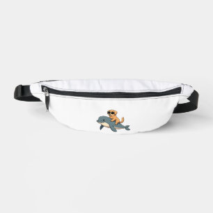 Vintage Golden Retriever Riding Beluga Whale Funny Bum Bags