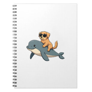Vintage Golden Retriever Riding Beluga Whale Funny Notebook