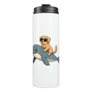 Vintage Golden Retriever Riding Beluga Whale Funny Thermal Tumbler