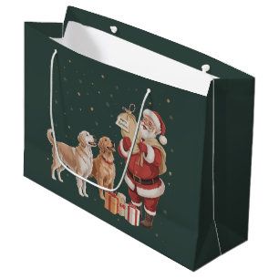 Vintage Golden Retriever Santa Christmas Dog Mom Large Gift Bag