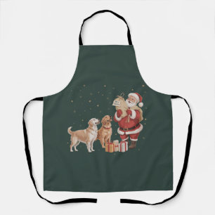 Vintage Golden Retriever Santa Christmas Dog Mum Apron