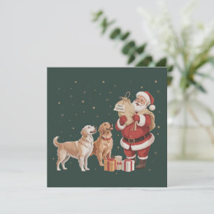 Vintage Golden Retriever Santa Christmas Dog Mum Holiday Card
