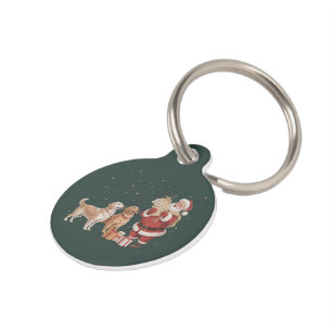 Vintage Golden Retriever Santa Christmas Dog Mum Pet Tag