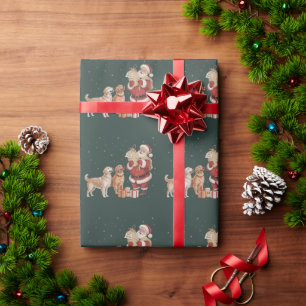 Vintage Golden Retriever Santa Christmas Dog Mum Wrapping Paper