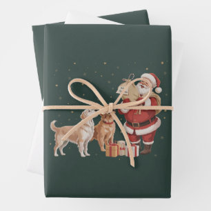Vintage Golden Retriever Santa Christmas Dog Mum Wrapping Paper Sheet