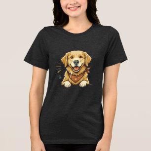 Vintage Golden Retriever T-Shirt   Retro Dog Lover Tri-Blend Shirt