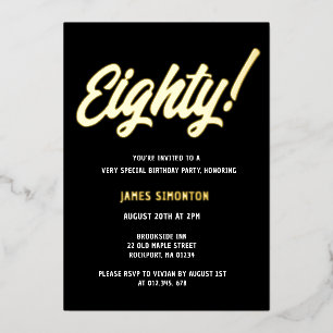 Vintage Golden Script 80th Birthday Party
