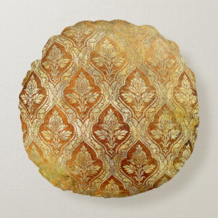 vintage golden shabby background round cushion