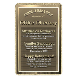 Vintage Golden Sign Retirement Gift Magnet