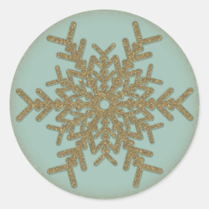 Vintage Golden Snowflake 5 Classic Round Sticker