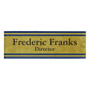 Vintage Golden Stripes - dark blue + your ideas Name Tag