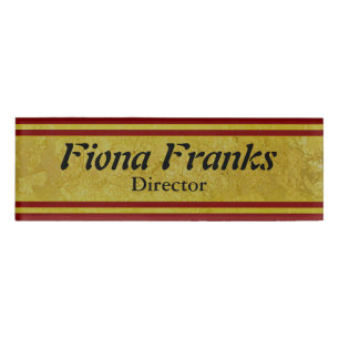 Vintage Golden Stripes - dark red + your ideas Name Tag