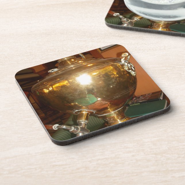 Vintage Golden Tea Pot Wall Art & Print Coaster (Left Side)