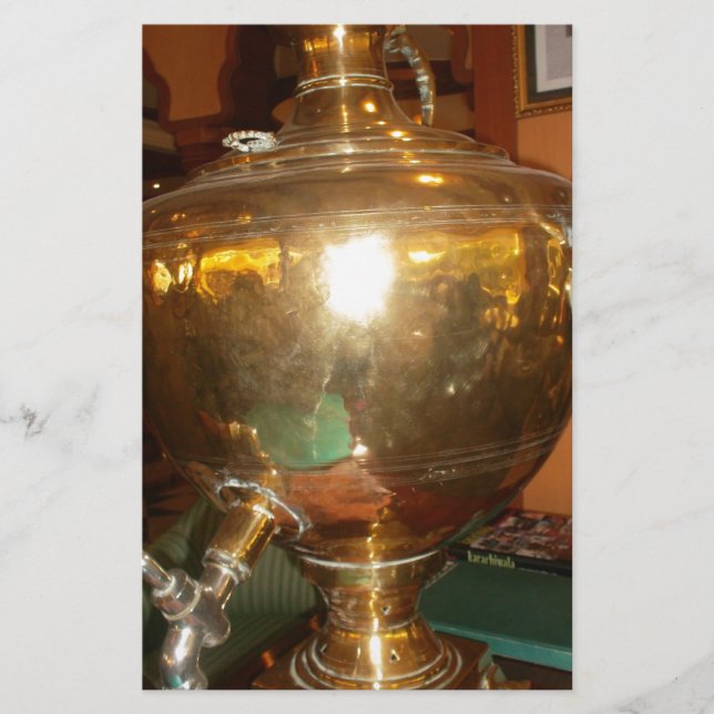 Vintage Golden Tea Pot Wall Art & Print Stationery (Front)