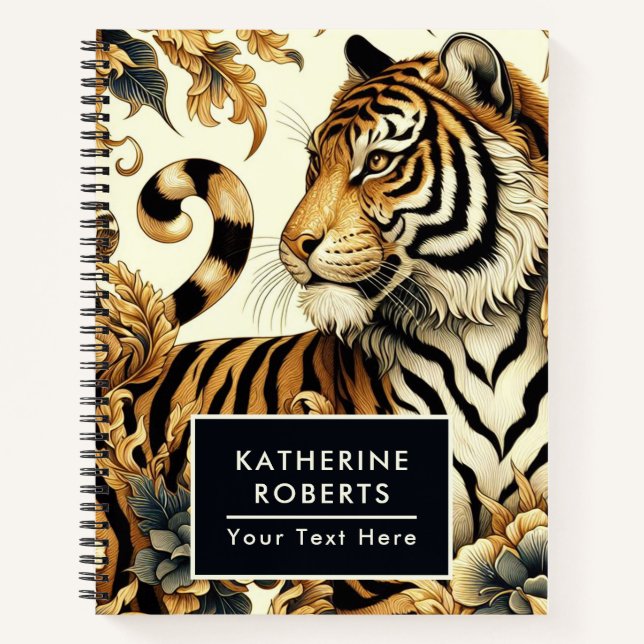 Vintage Golden Tiger Painting Notebook (Front)