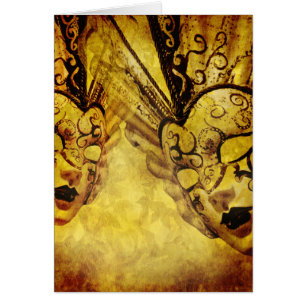 Vintage golden Venetian masks