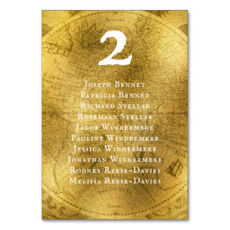 Vintage Golden Wedding Reception Table Number