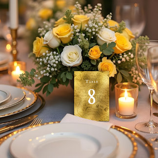 Vintage Golden Wedding Table Number