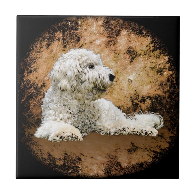 Vintage Goldendoodle Dog Ceramic Tile (Front)
