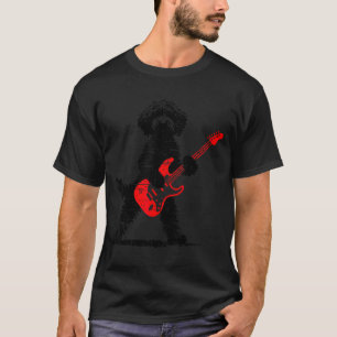Vintage Goldendoodle Rock Playing Guitar Funny Dog T-Shirt