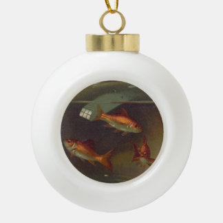 Vintage Goldfish Bowl Ceramic Ball Christmas Ornament