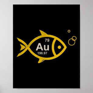 Vintage Goldfish Chemical Element Au Fishing Chemi Poster