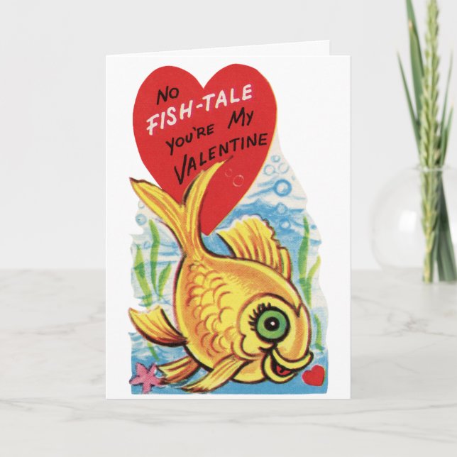 Vintage Goldfish Valentine Holiday Card (Front)