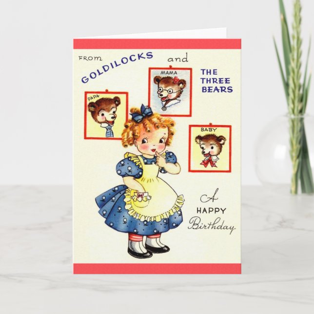 Vintage Goldilocks And Three Bears Birthday Card (Front)
