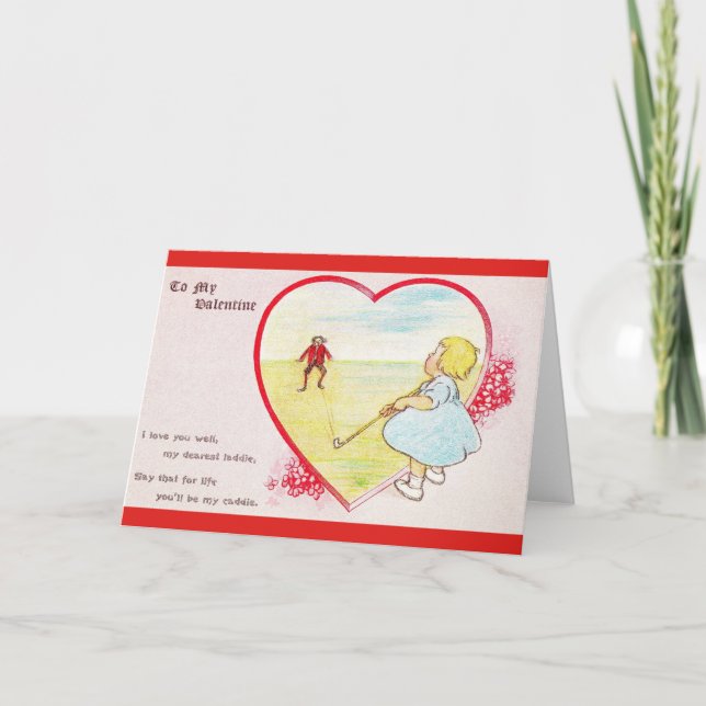 Vintage Golf Caddie Valentine's Day Card (Front)