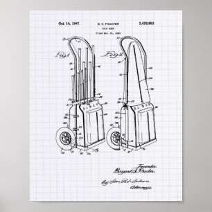Vintage Golf Cart 1943 Patent Art - Lined Peper Poster
