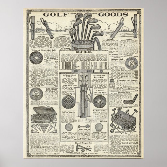 Vintage Golf Catalogue Page Poster (Front)