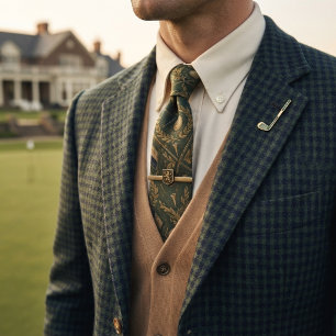 Vintage Golf Club Green and Gold Sport Tie