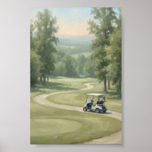 Vintage Golf Course Wall Art with Cart
