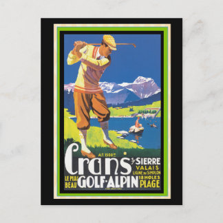 Vintage Golf Crans-sur-Sierre Vintage Poster Postcard