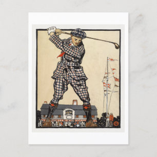 Vintage Golf Illustration by Penfield Postcard